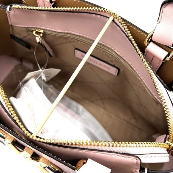 Michael Kors Reed Small Satchel Crossbody Bag & Large Trifold Wallet Light Pink - Picture 11 of 16